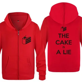 

Games Keep Calm Because The Cake is a Lie Printed Hoodies Men Fleece Long Sleeve Men's Skate Sweatshirt Zipper Jacket Tracksuit