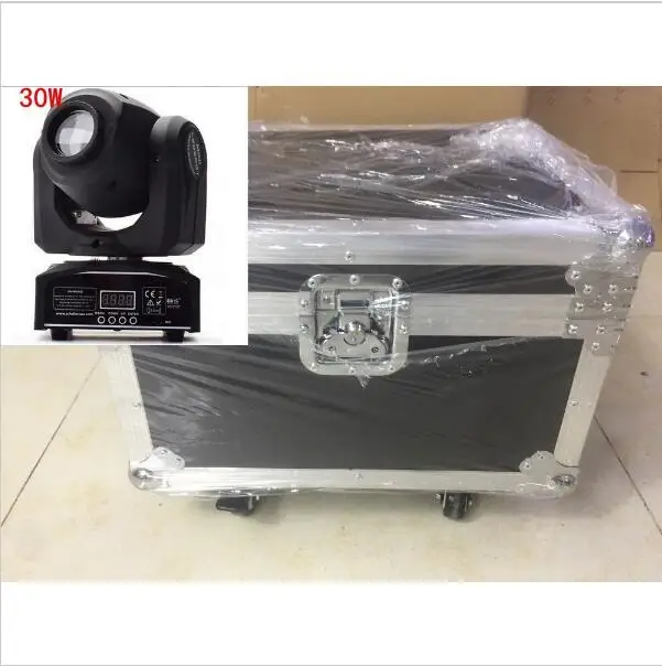 

6pcs 30W mini Moving Head + flightcase LED Spot Moving Head Light/USA Luminums 30W LED DJ Spot Light dmx controller