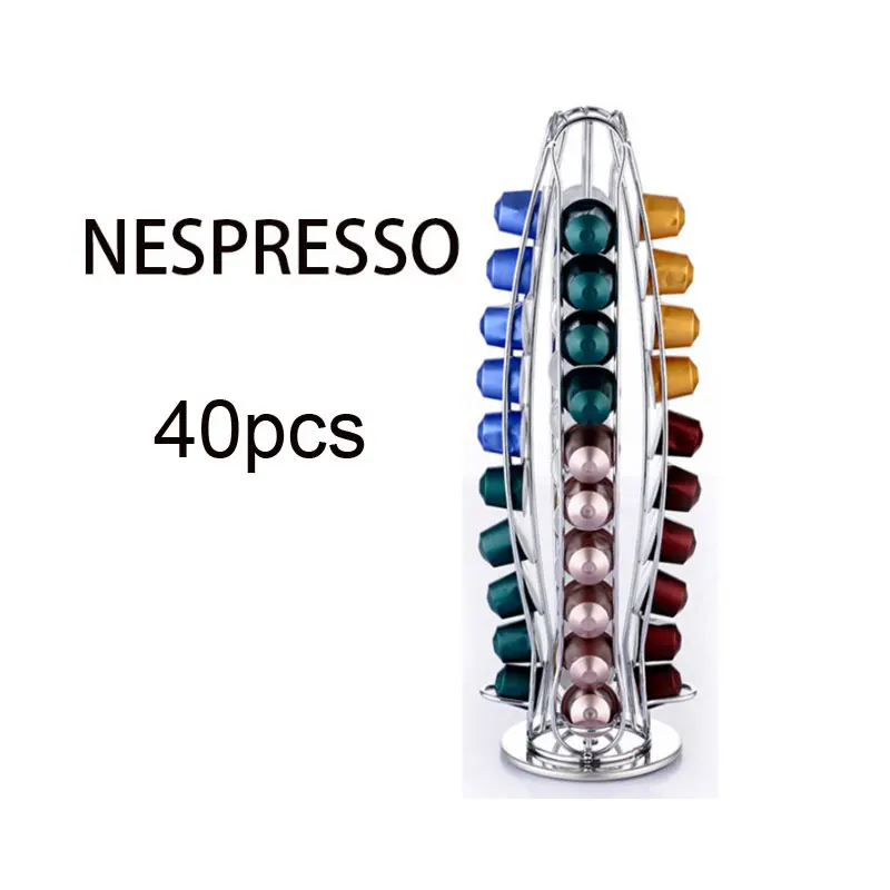 

Nespresso 40 Capsules Cup Revolving Rotating Coffee Pod Holder Tower Stand Rack