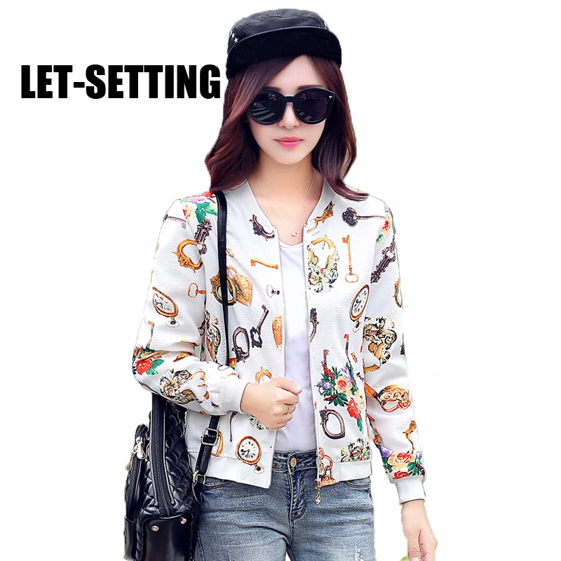 LET SETTING new Korean baseball uniform jacket Print Coatin Basic