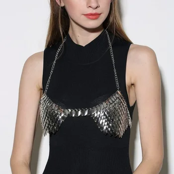 

Punk Style Feather Scales Chain Body Chest Chain New Fashion Summer Days Beach/Club Bra Bikini Necklace Body Jewelry