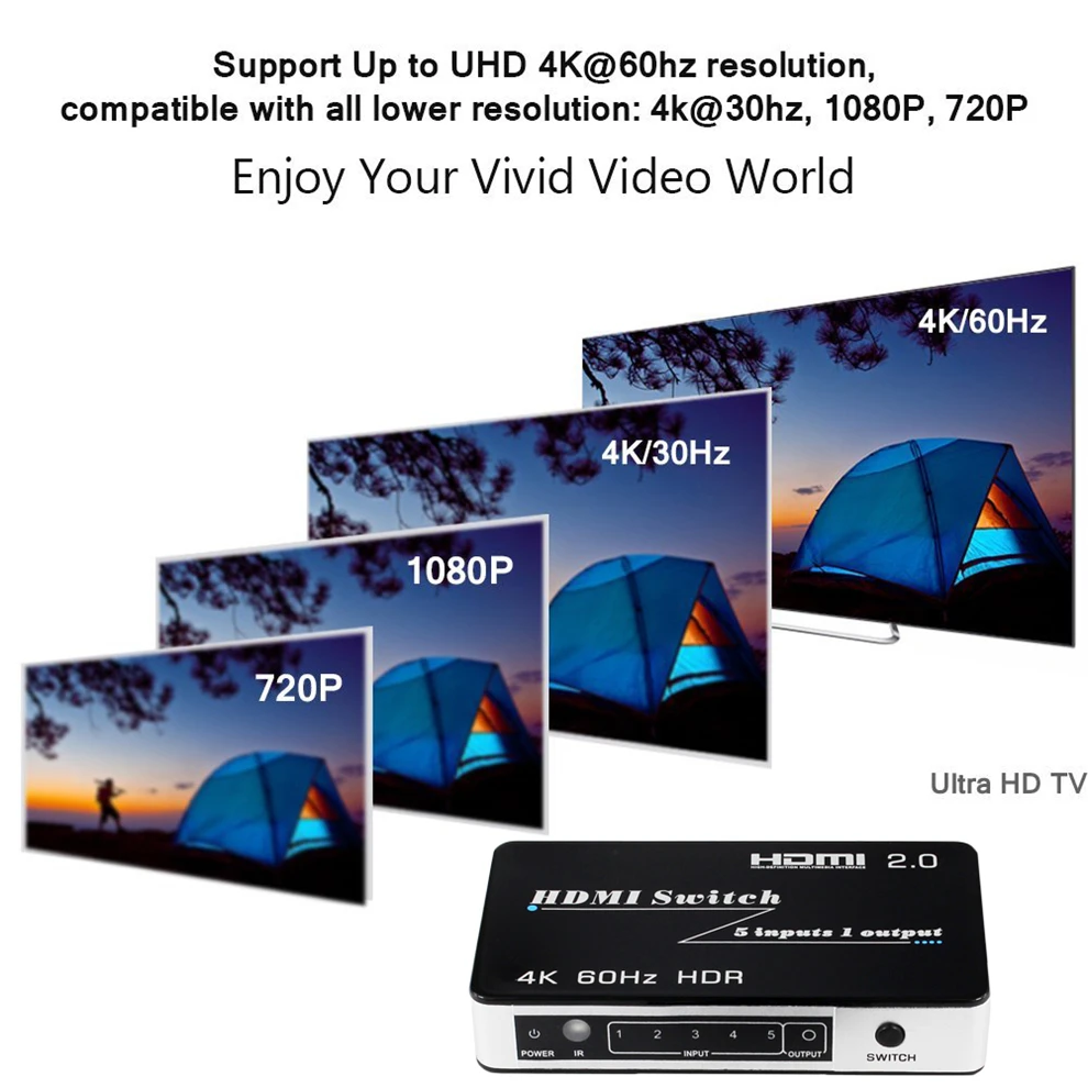 Мини HDMI 2 0 переключатель HDR HDCP 3x1 5x1 4K HUB Box 3/5 порт коммутатор для PS4 Pro|Кабели HDMI| |