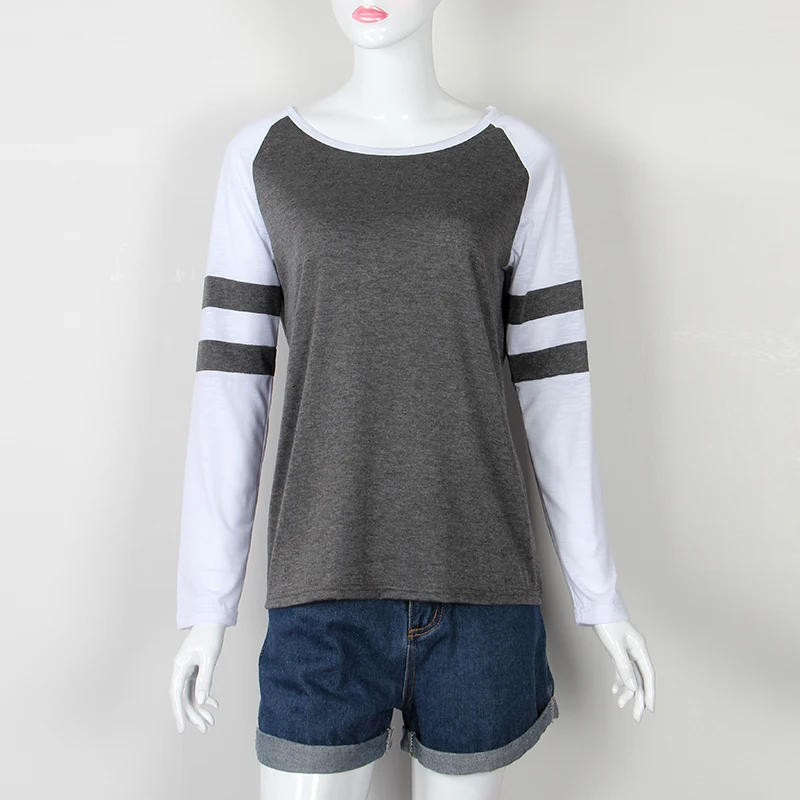 Béisbol niñas rayas Camisetas Top Camisetas mujeres Camisetas básicas Patchwork O cuello Top Tee mujeres Blusas Camisetas Mujer GV162 Béisbol niñas rayas Camisetas Top Camisetas mujeres Camisetas básicas Patchwork O cuello Top Tee mujeres Blusas Camisetas Mujer GV162