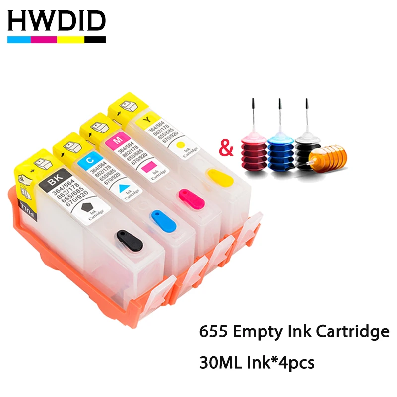 HWDID 655 многоразовый картридж Замена для HP 655xl Deskjet 3525 4615 4525 4625 5525 6520 6525 принтер |