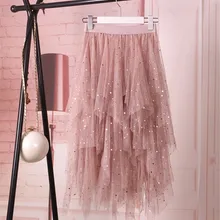 Womail, летние юбки, женские модные юбки, летние юбки с высокой эластичной талией, сетчатые плиссированные блестящие юбки из тюля, Прямая поставка, May9