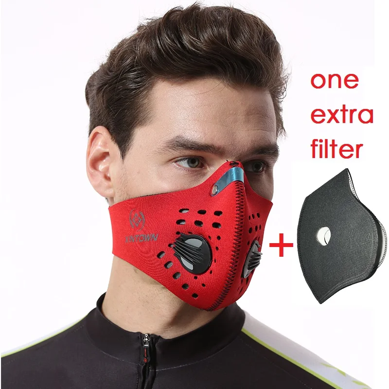 XINTOWN велосипедная маска с активированным углем, Пылезащитная Лыжная маска для велосипеда, бега, бега, пешего туризма, пилинг, маска, бандана, шарф - Цвет: pure-red-f