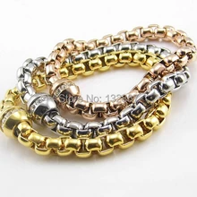 Высокая-Класс кристаллы дрель магнит застежка Дизайн Нержавеющая сталь Для женщин 7 мм квадратных цепи Браслеты