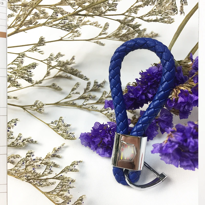 

Fashion high quality genuine cowhide hand woven For jeep key ring creative personality gift promotion wholesale metal key chain