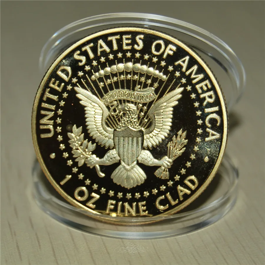 100 шт/партия, DHL,, позолоченный, американский президент Джон Ф Кеннеди, 1964 полдоллара, памятная монета
