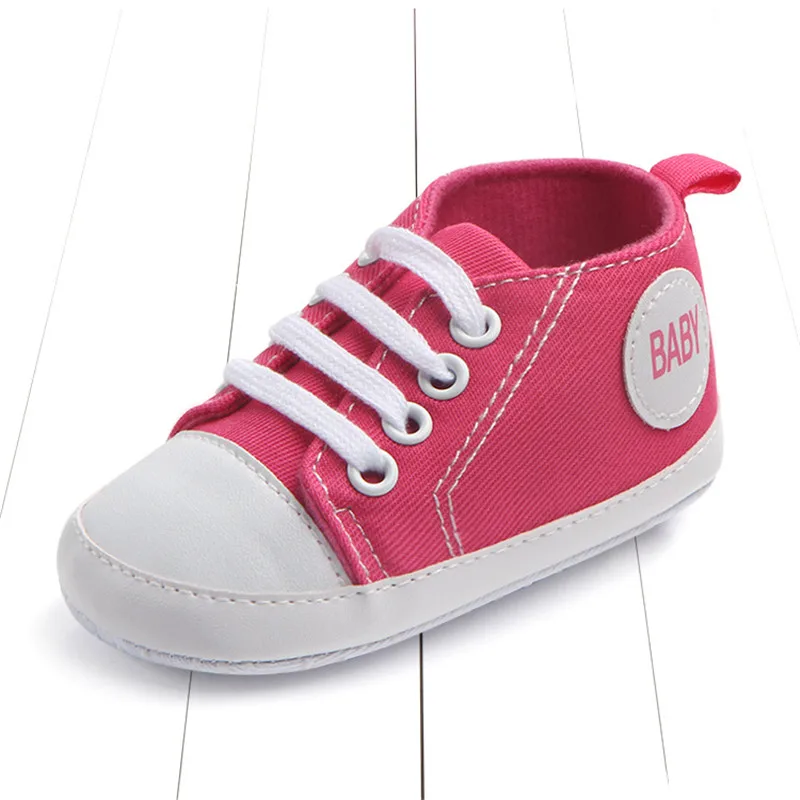 Обувь для маленьких мальчиков; парусиновая хлопковая обувь для малышей; повседневная обувь на шнуровке; обувь для начинающих ходить - Цвет: Rosered