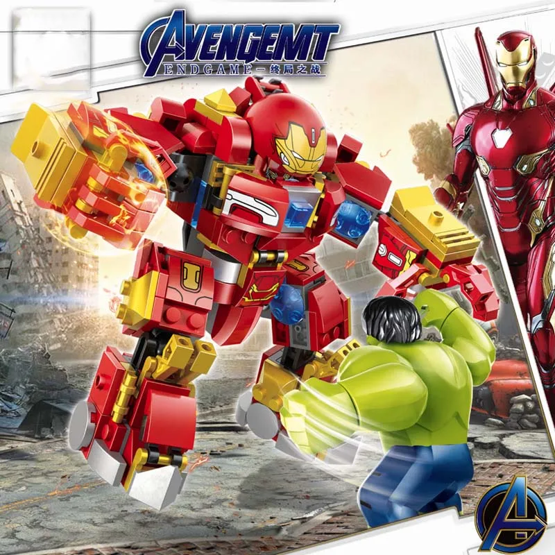  Marvel DC Super heroes Hulk vs.Thanos Mech robot Infinity Gauntlet Model Building Blocks Toys For C