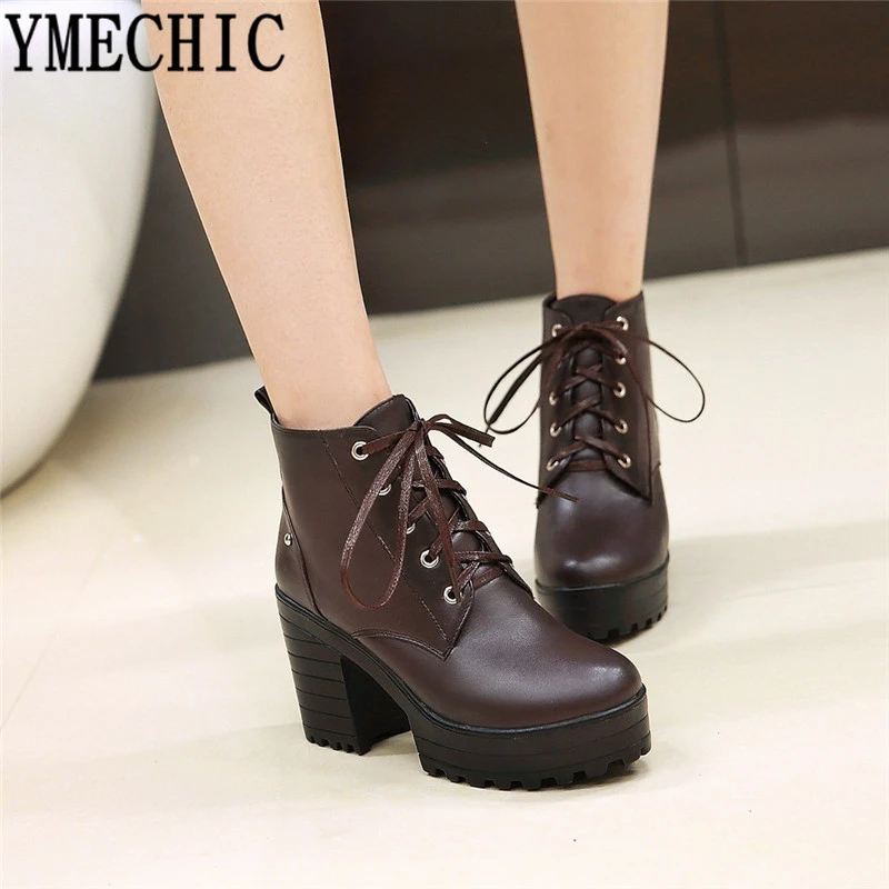 lace up boots with block heel