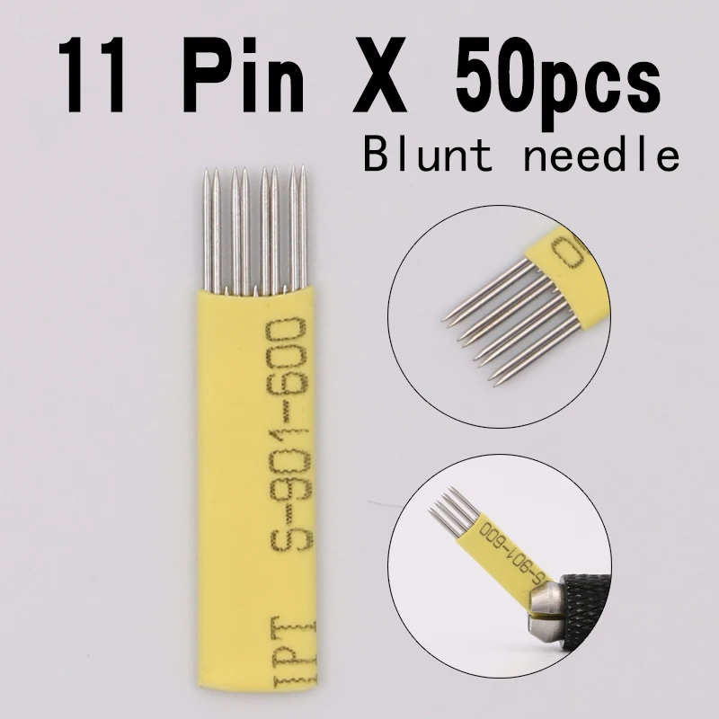 100 шт Желтый 11 pin Laminas микроблейдинг tebori иглы татуировки Гути лезвие для 3D вышивки