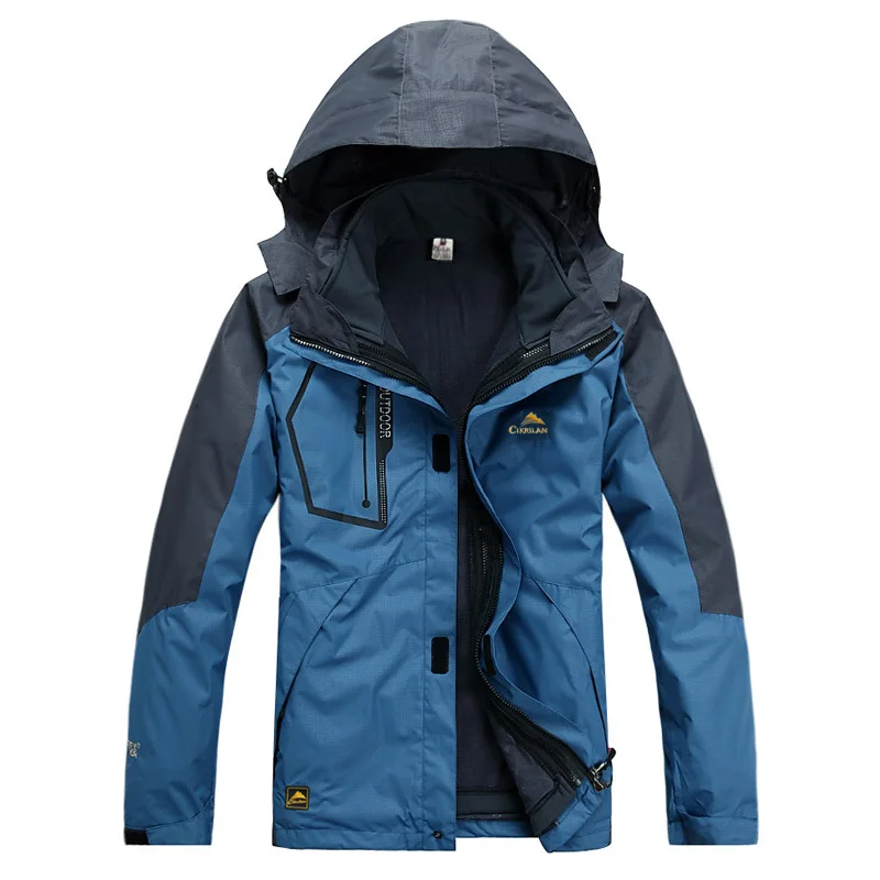 High grade Men's 3 in 1 outdoor jackets winter softshell Waterproof 3 layers windproof male