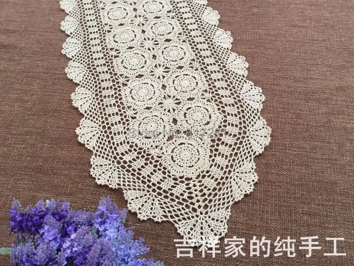 

Free shipping European luxury oval cotton knitted table runner piano cover for home decor tablecloth with flower as wedding