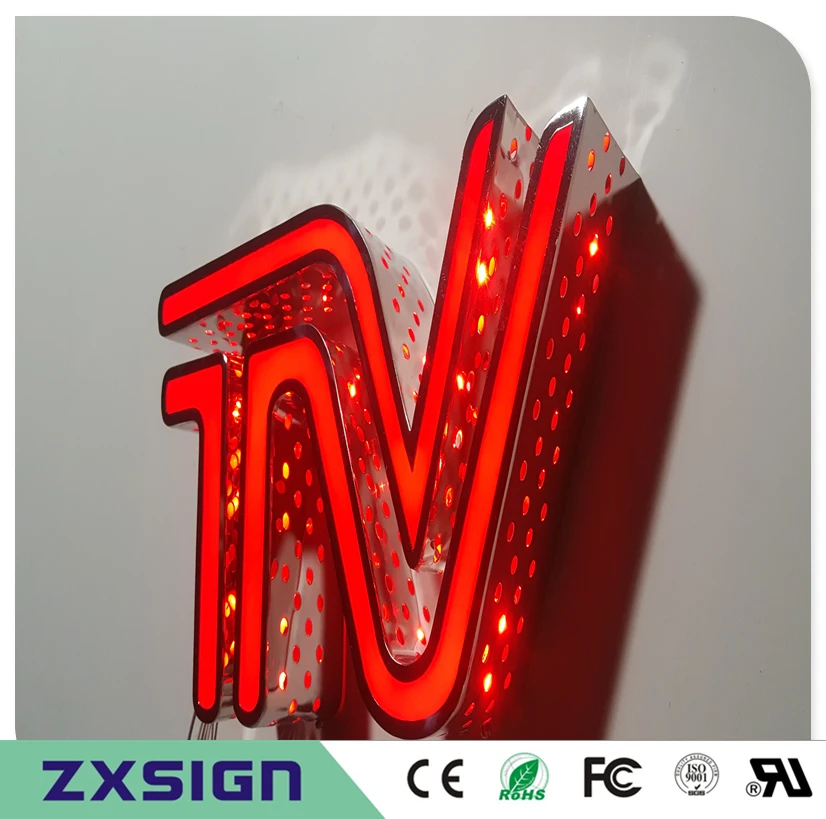 

Factory Outlet Outdoor Acrylic front stainless steel sides with the holes LED channel letters, frontlit and side lit shop signs