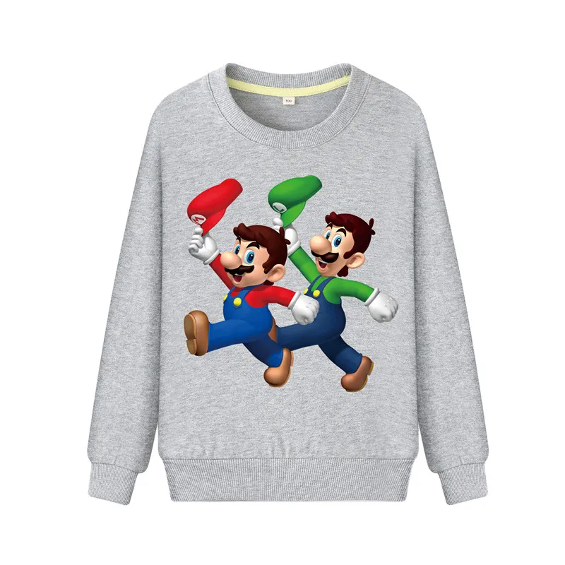 Child Pink Hoodies Boys Girls Spring Autumn Sports Sweatshirts Kids Cartoon Mario Hoodies Costume Baby 100%Cotton Hoodie WK118 (3)
