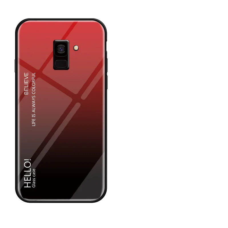 Чехлы для samsung Galaxy A6 Dual SIM SM A600 A600F градиентный чехол из закаленного стекла для samsung A6 Plus A605 A605F pop - Цвет: Red