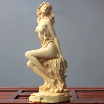 

Creative Boxwood Belle Purely Manual Statue Figure Carvings Desk Ornaments Wine Cabinet Living Room Home Decoration M862