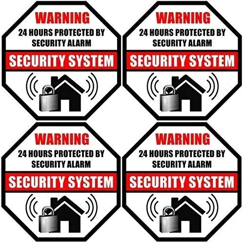 

Printed on Adhesive Side, Outdoor/Indoor 24 Hour Protected by Security Burglar Alarm System Sticker Decal