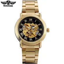 Победитель Мода Люкс Мужские механические часы Известный Горячая марка man Скелет циферблат наручные часы из нержавеющей стали ремешок reloj hombre
