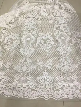

5 yards Fashion french tulle lace fabric nice looking French net lace fabric with embroidery for bridal dress