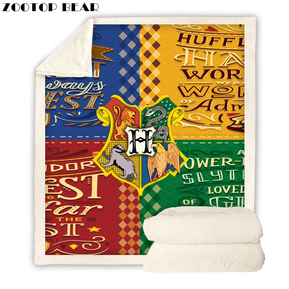 

Gryffind Witchcraft and Wizardry Plush Throw Blanket for Adults Sherpa Fleece Print Bedspread Throw Blanket Bedding