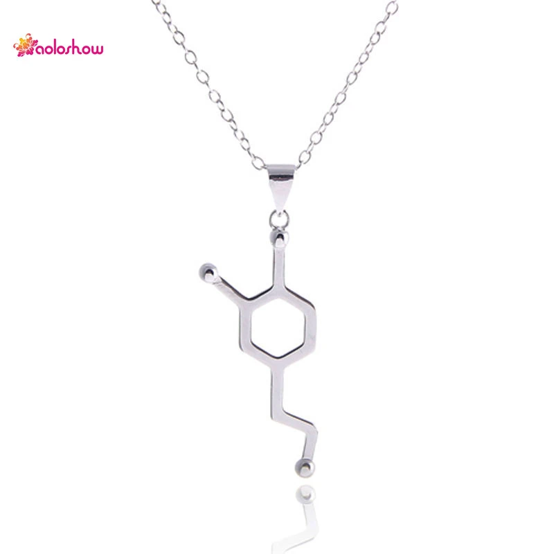 collares de ciencia para mujer, collar de amor de dopamina de color plateado y colgante de atributos N2468|love necklace|science necklacecharm - AliExpress