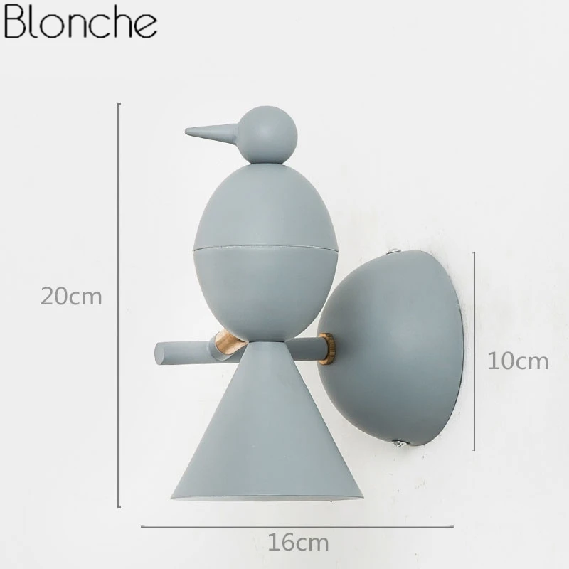 Современные подвесные светильники с птицами, скандинавские светодиодные светильники для декора чердака, подвесной светильник для столовой, спальни, подвесные светильники для дома - Цвет корпуса: Wall Lamp Gray