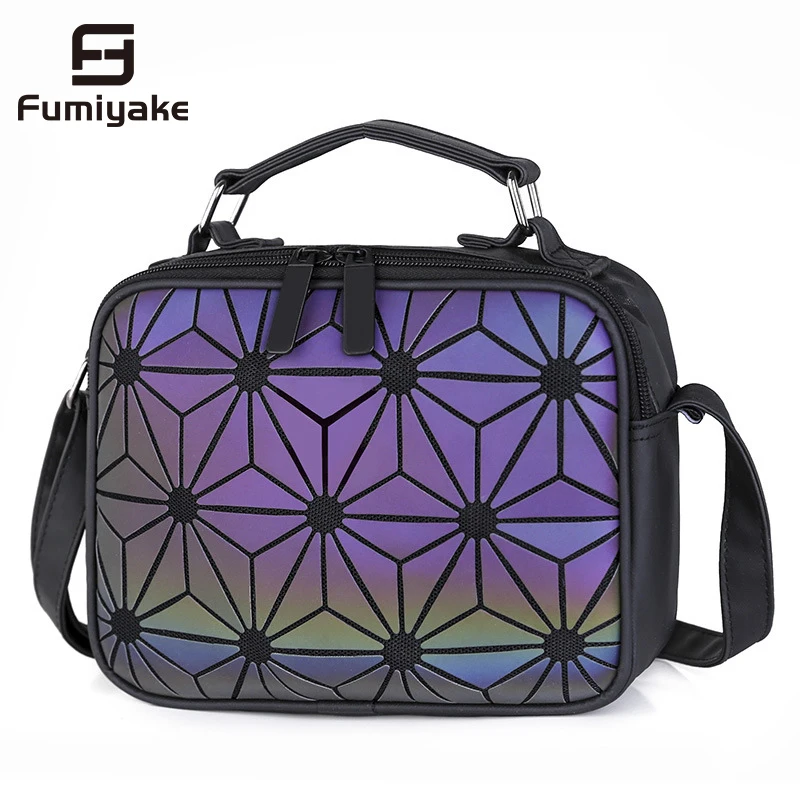 Tanie Kobiety Plaid torebka geometryczna Luminous torebka torby na ramię Casual Clutch Totes Laser Crossbody torby kobiety torba Bolsa