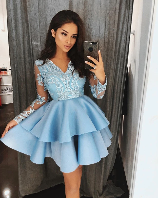 Short long sleeve homecoming dresses Clearance