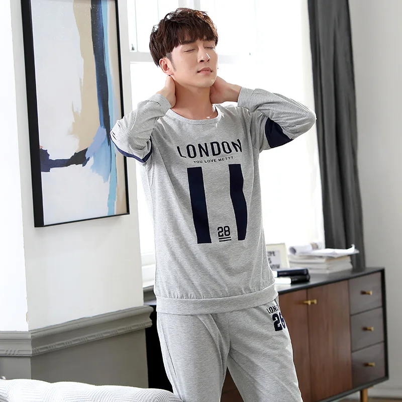 high quality 2019 Spring Men Pajamas long Sleeve Male sleep wear Set cotton nightwear For Man Comfortable home clothes high quality 2019 Spring Men Pajamas long Sleeve Male sleep wear Set cotton nightwear For Man Comfortable home clothes