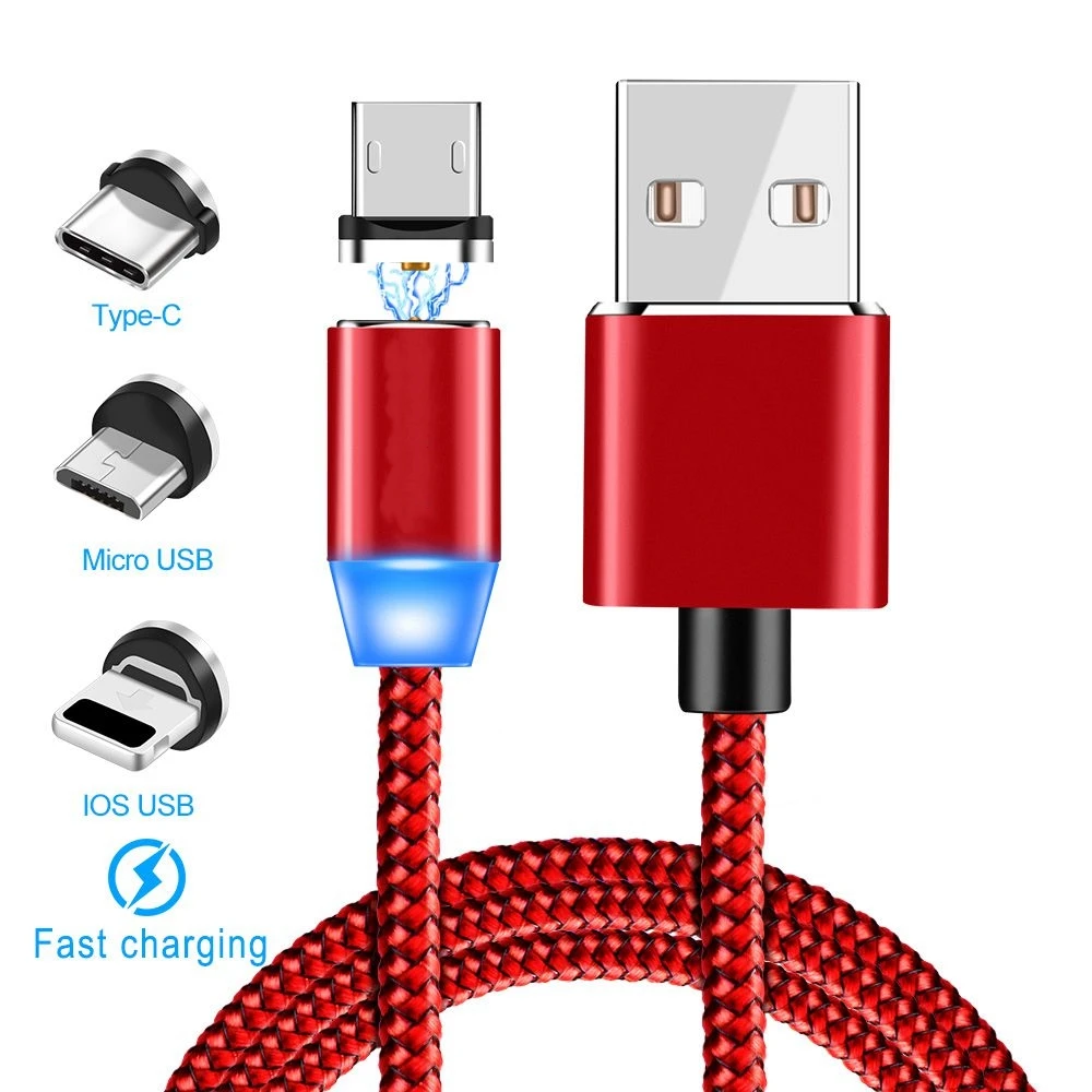 

LED USB Magnetic Cable For iPhone X Xr Xs Max Micro USB Cable Type c Fast Magnetic usb Charging Cable For Samsung S9 S10 Xiaomi