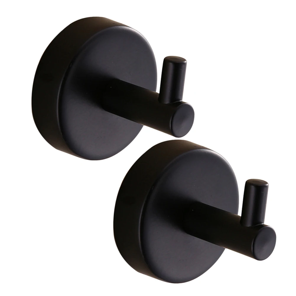 

2pcs Clothes Hanger Black Round Stainless Steel Wall Mounted Single Hook for Home