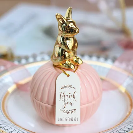 Розовая Милая птичка Банни Свадебная коробка для конфет Керамические коробки для ювелирных изделий Кольцо безделушка танки с кристаллом держатель для хранения сережек подарок ремесла