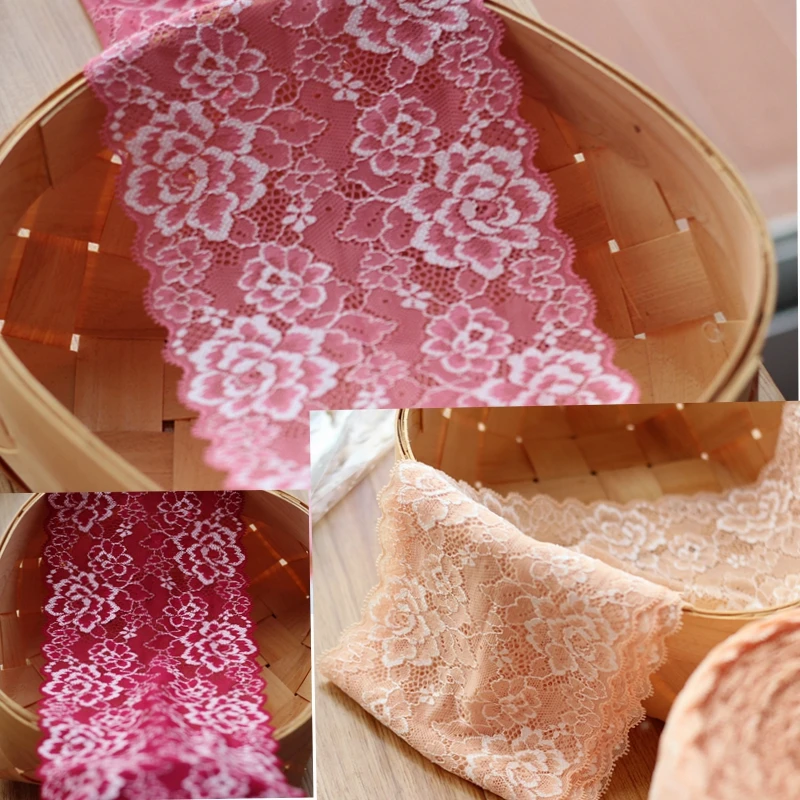 

14cm wide 2 yds/lot, 5colour Handmade Hair Decoration Wide Elastic Stretch Lace Trim wedding dress skirt lace trim