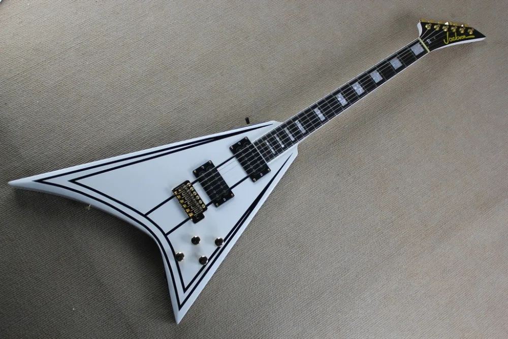 Blanco Jackson Flying V Randy Rhoads Firma De La Guitarra El ctrica 