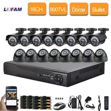 LOFAM 16CH DVR комплект 1080P HDMI CCTV система 16 каналов DVR рекордер 800TVL ИК Наружная цилиндрическая купольная камера система Мобильный телефон вид