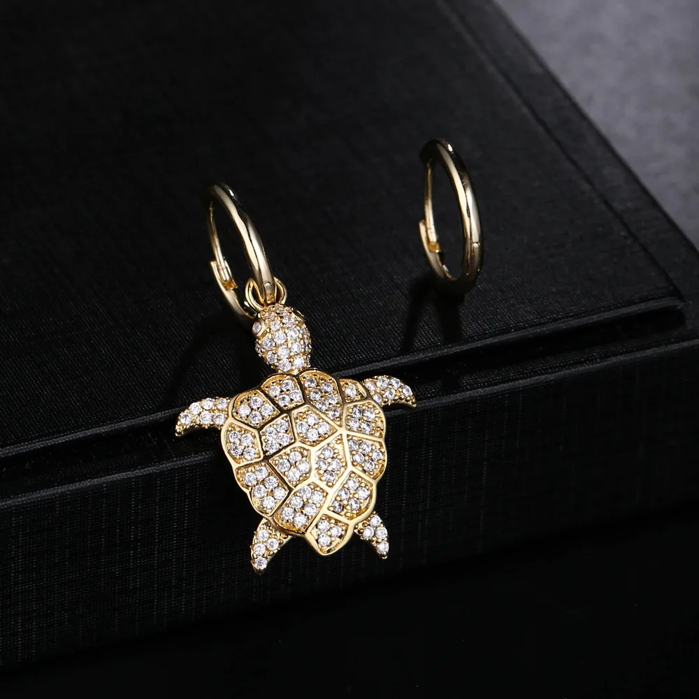 

2019 asymmetric rhinestone tiny tortoise hoop earrings for women heart Ice-cream rabbit dinosaur fun kids earrings
