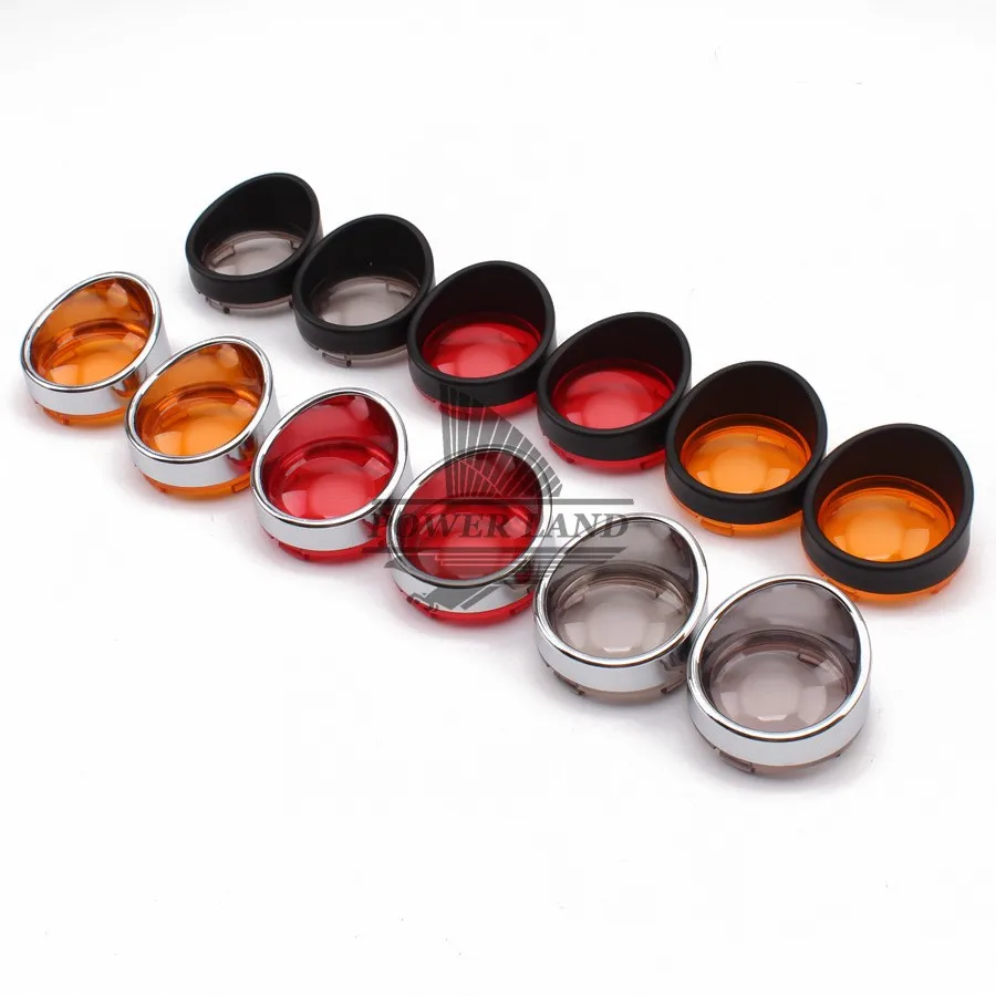 

Red/Smoke/Amber Lens Lights Cover Chrome/Black Housing Visor Ring Turn Signal Light 1pair For Harley Touring FLHR FXRT 1985-2016