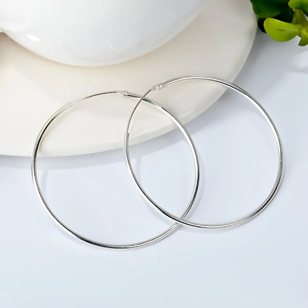 YFN, 925 пробы, серебряные серьги-кольца, повседневный стиль, круглые, бесконечные серьги-кольца, ювелирные изделия для женщин, серьги, модный подарок для ювелирных изделий
