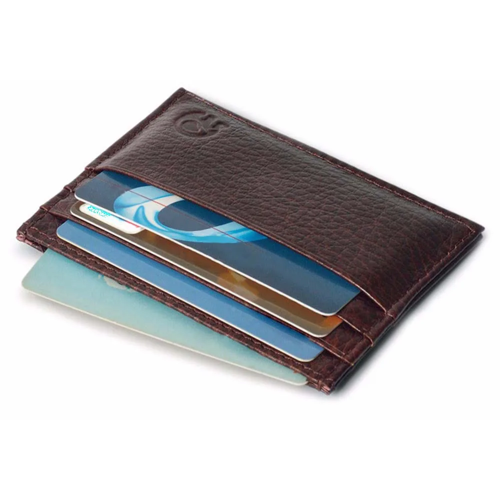  Vintage Slim Mini Leather Credit ID Card Holder Wallet Lichee Pattern Solid Color Card Wallet Purse Bag Pouch Book Cover Case 