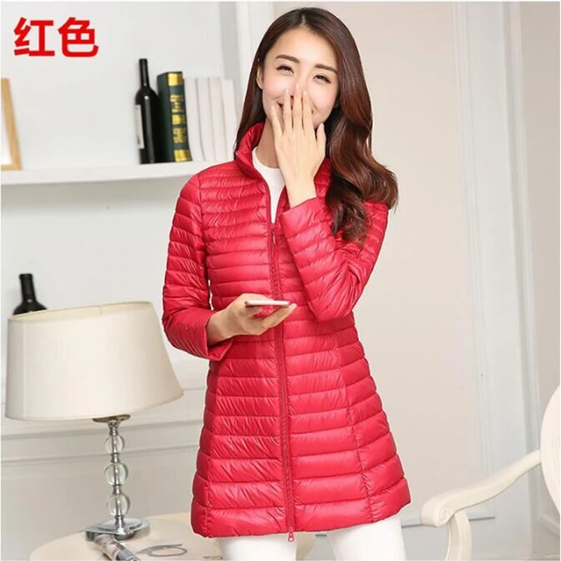 

Autumn Winter Casual Coat Parkas for Women Winter Female Snow Warm Jacket Long Thin Duck Down Coat for Laides Long Sleeve Coat
