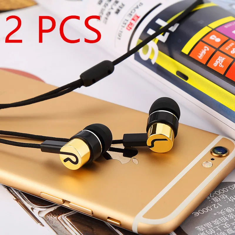 

2pcs Stereo Subwoofer Earphone In Ear Earbud Headset Earbud Reflective Fiber Cloth Line Metal Earphone for Xiaomi Drop shipping