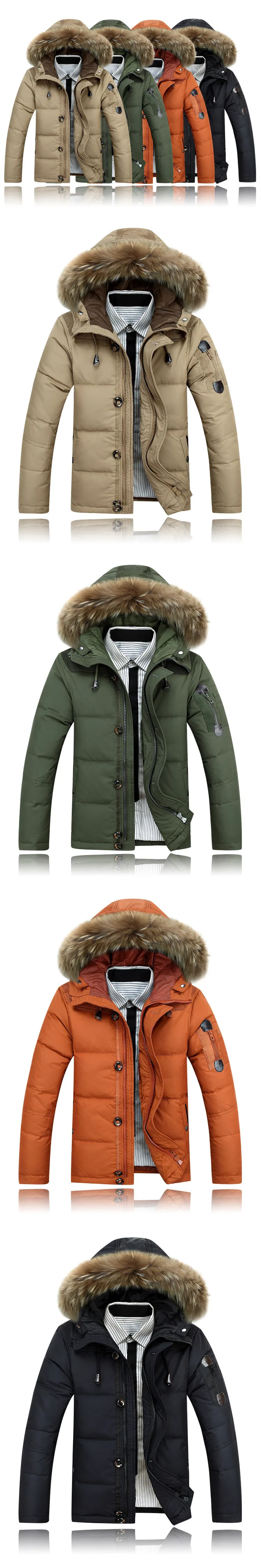 Мужская пуховая куртка с капюшоном 90% утиный пух зимнее пальто плюс размер верхняя одежда куртки мужское Зимнее пальто