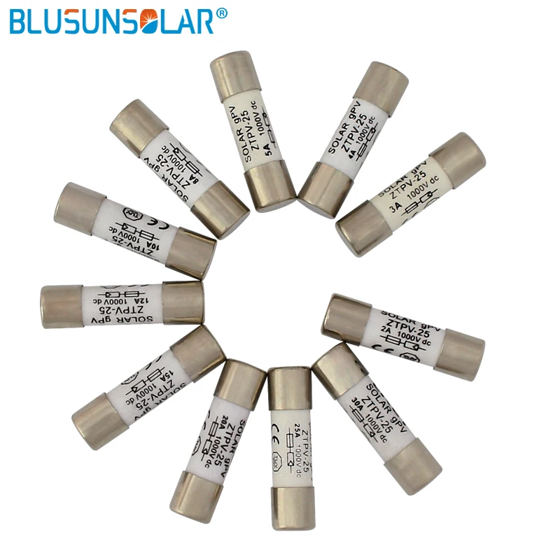 

10 pcs / Lot 2A/3A/4A/5A/8A/10A 20A 30A 1000V Fuse Link 10*38MM PV Fuse Metal Alloy for Solar Power System BX0234