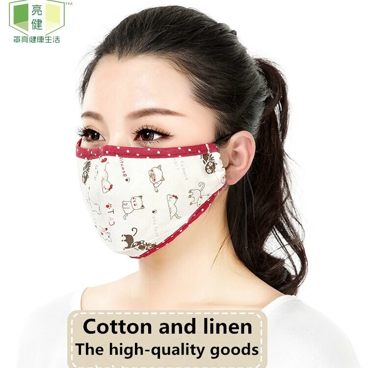 cute Cotton linen dust mask PM2.5 filter kpop mask Surgical Windproof