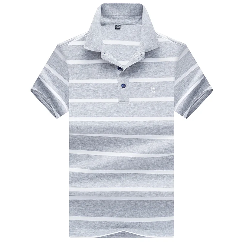 TJWLKJ летние мужские деловые поло Повседневные полосатые обтягивающая с короткими рукавами рубашки поло уличная странные вещи брендовые поло - Цвет: gray