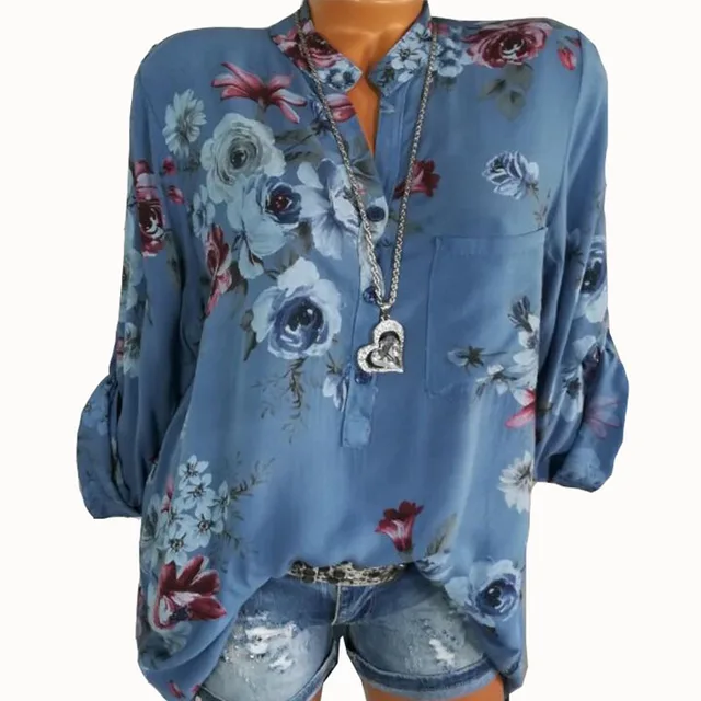 $US $6.39  Summer Women Tops Blouses 2019 Autumn Elegant Long Sleeve Print V-Neck Chiffon Blouse Blusa Casual 