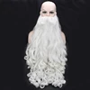 Navidad Cosplay peluca barba Santa Claus barba peluca pelo sintético largo rizado blanco adulto Cosplay disfraz de regalo para Navidad juego de rol ► Foto 3/6